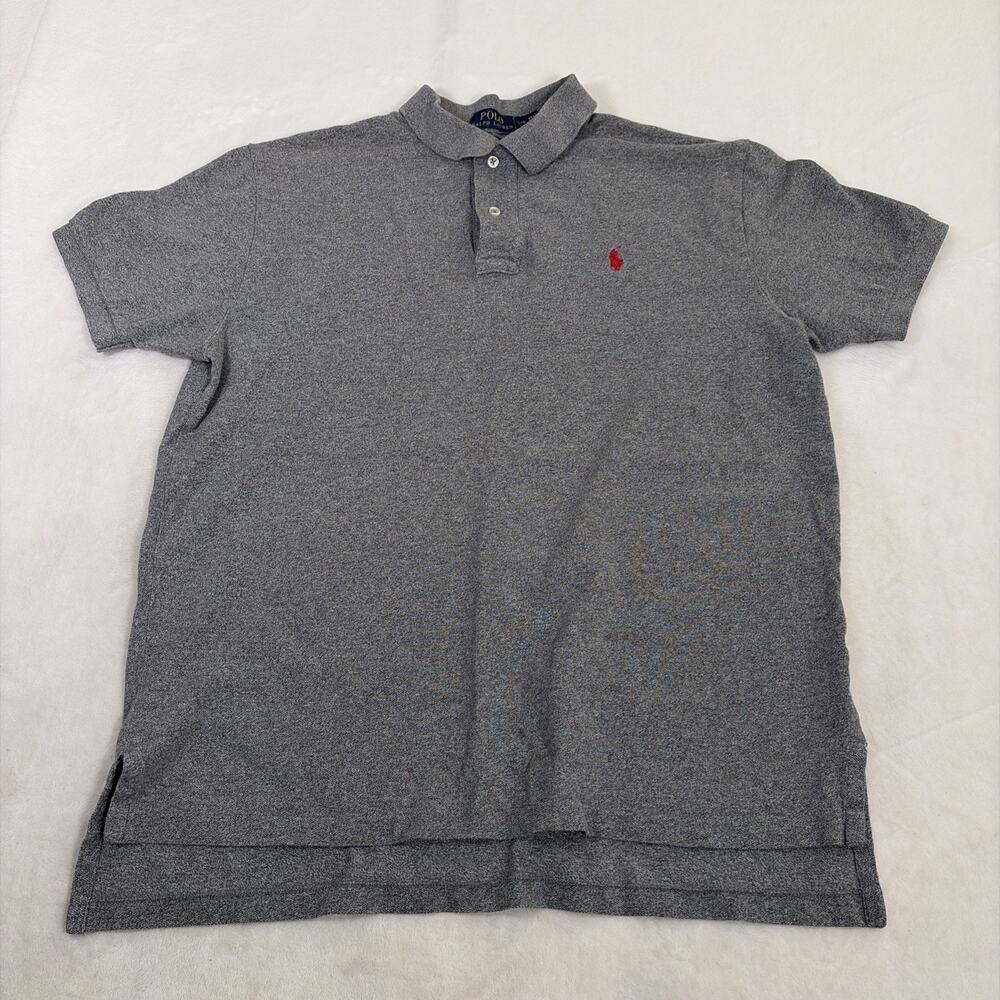 Polo Ralph Lauren Men’s Gray Polo Shirt Size Large Red Pony EUC Benefits Charity